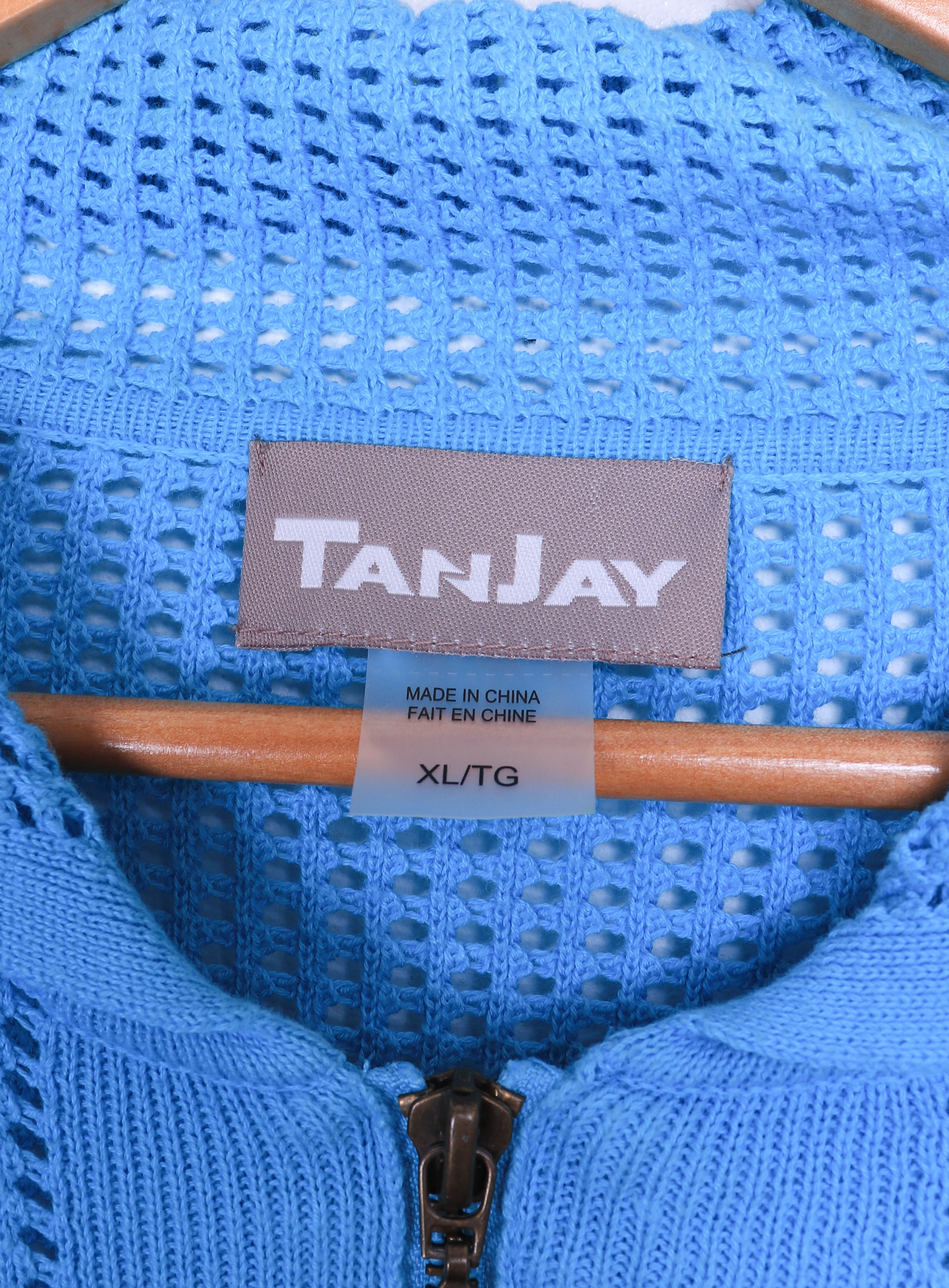 Tanjay Blue Knit Zip-Up Top