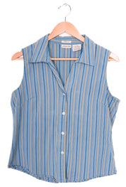 St. Johns Bay Blue Striped Preppy Vest