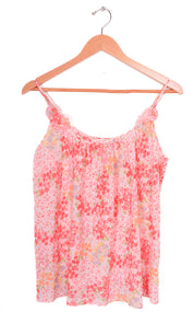 Oscar De La Renta Pink Florals Flowy Tank Top