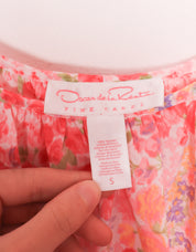 Oscar De La Renta Pink Florals Flowy Tank Top