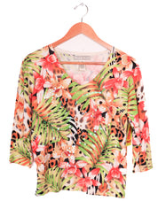 Y2K Lucia Burns Sequined Tropical Long Sleeve Top