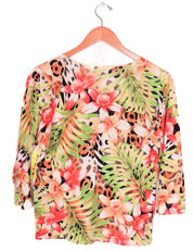 Y2K Lucia Burns Sequined Tropical Long Sleeve Top