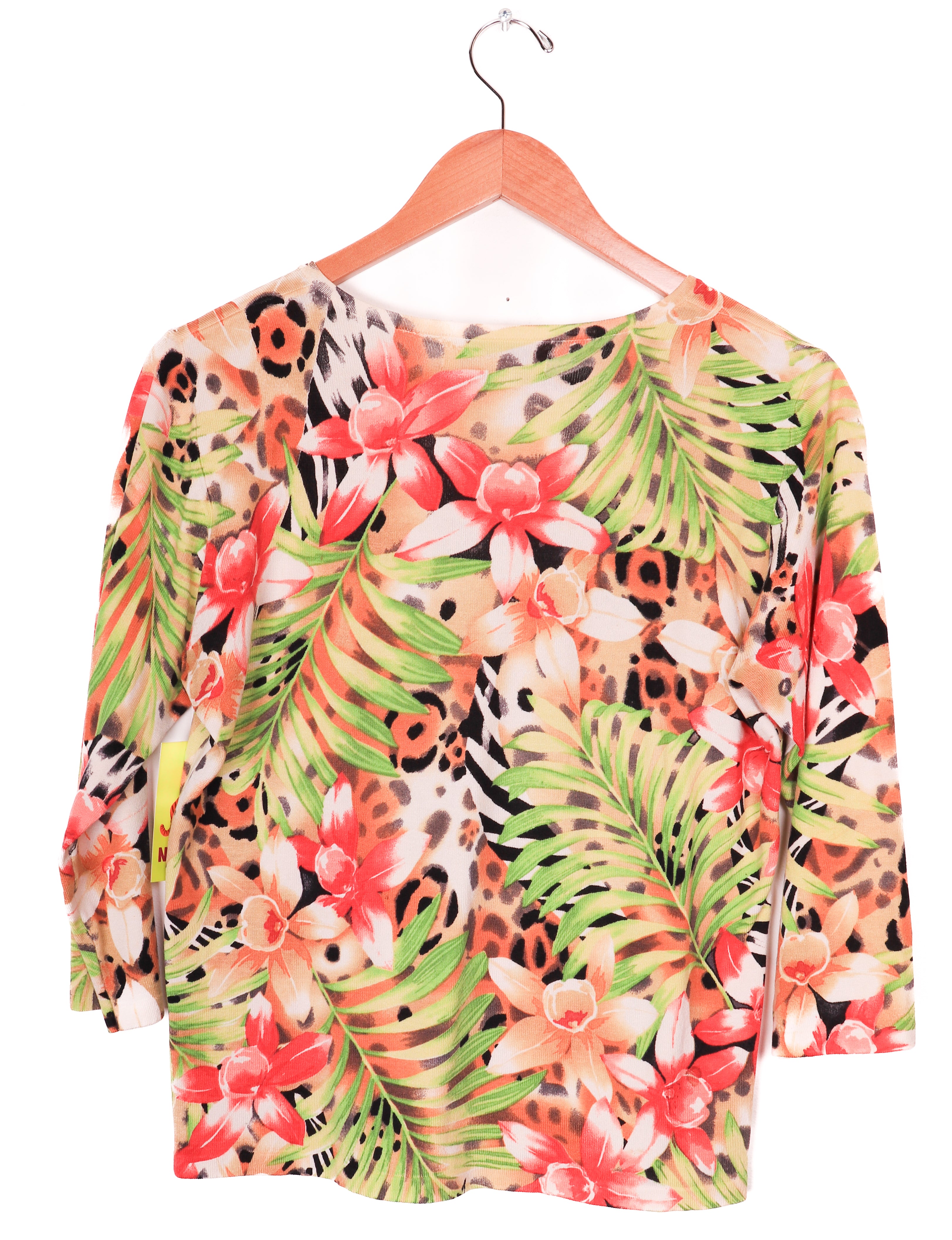 Y2K Lucia Burns Sequined Tropical Long Sleeve Top