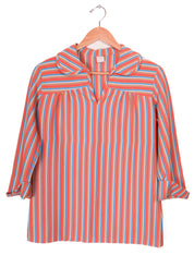 60s Multi-Color Striped Polyester Top