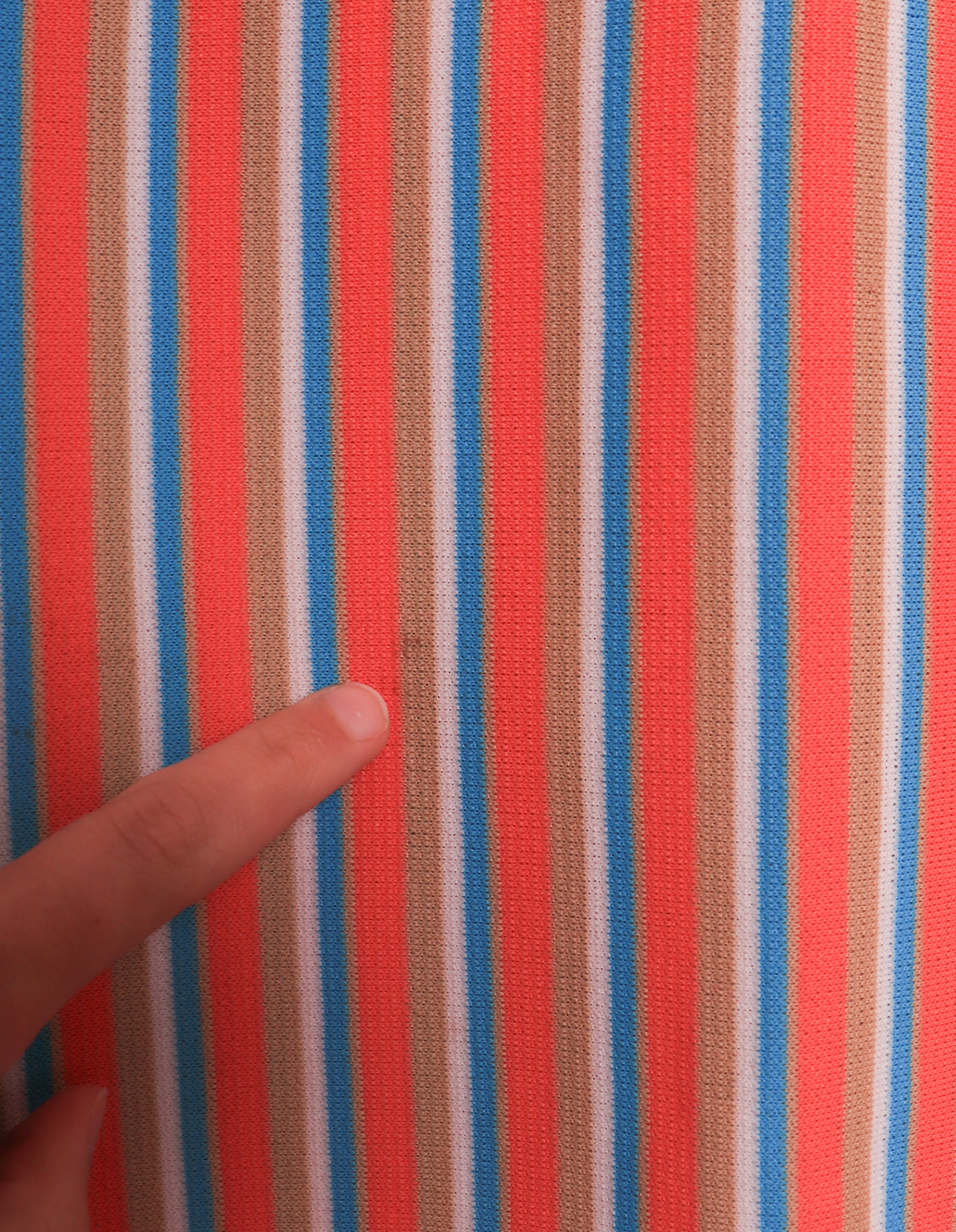 60s Multi-Color Striped Polyester Top