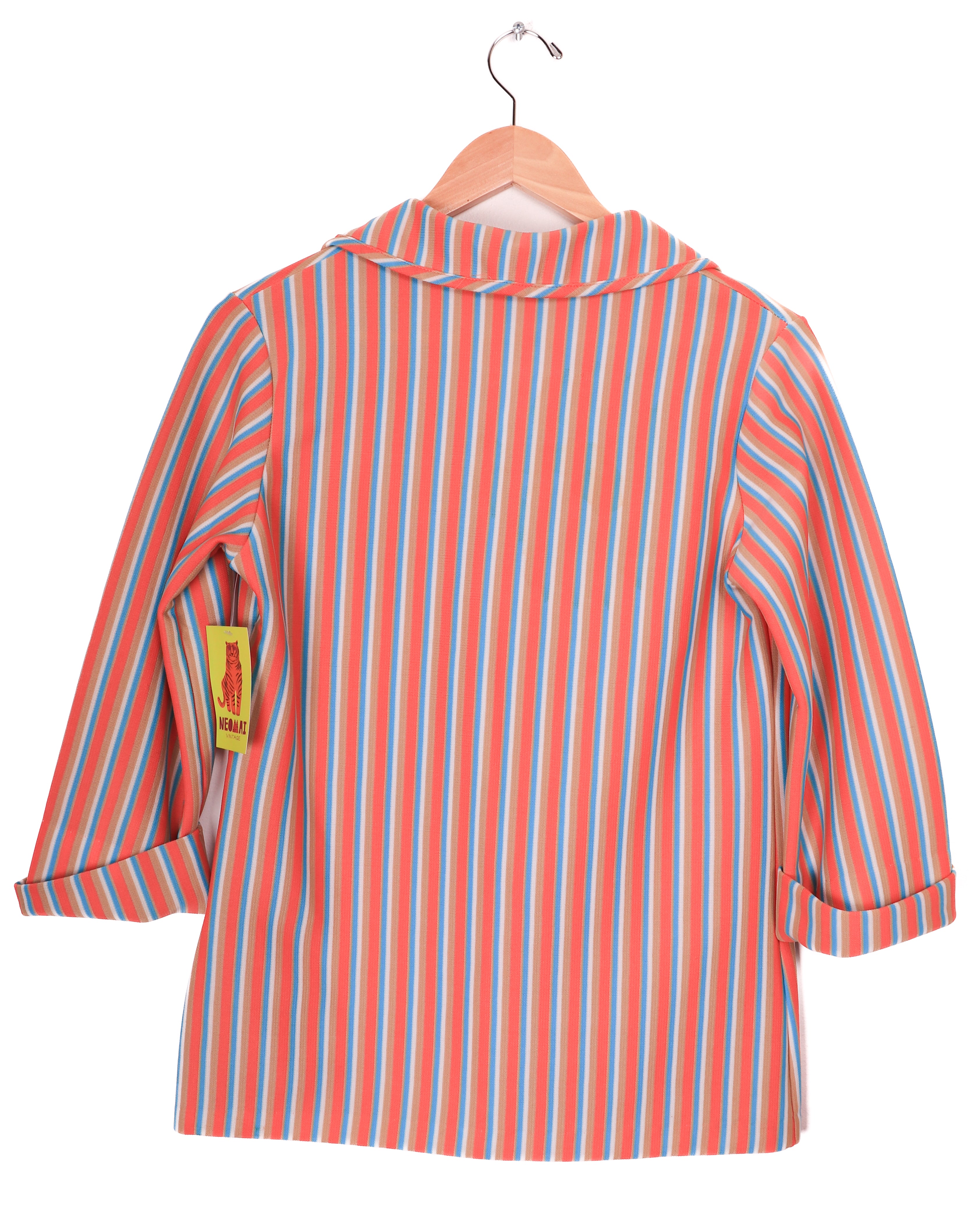 60s Multi-Color Striped Polyester Top