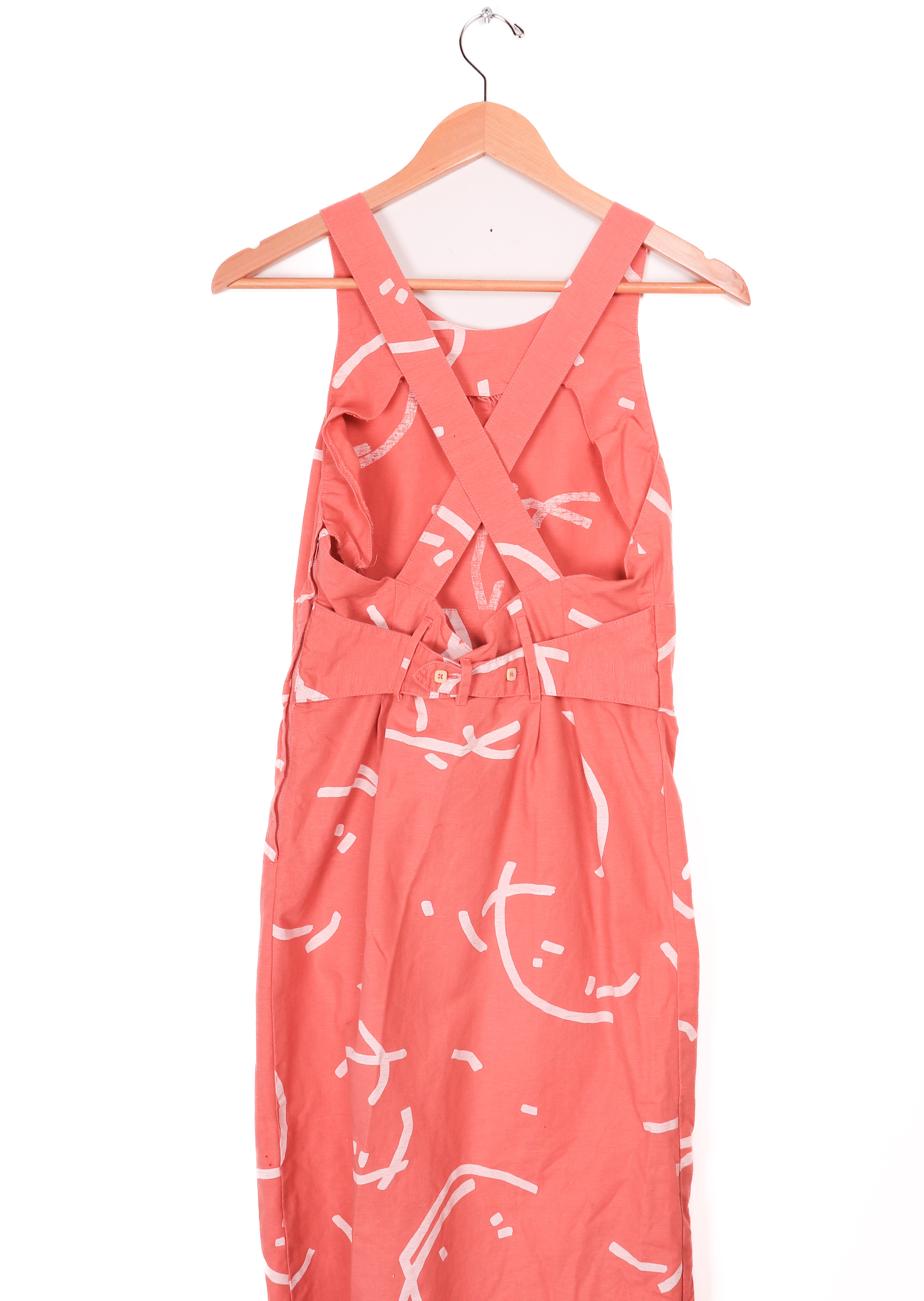 Vintage 80s Pink Abstract Overall Dress