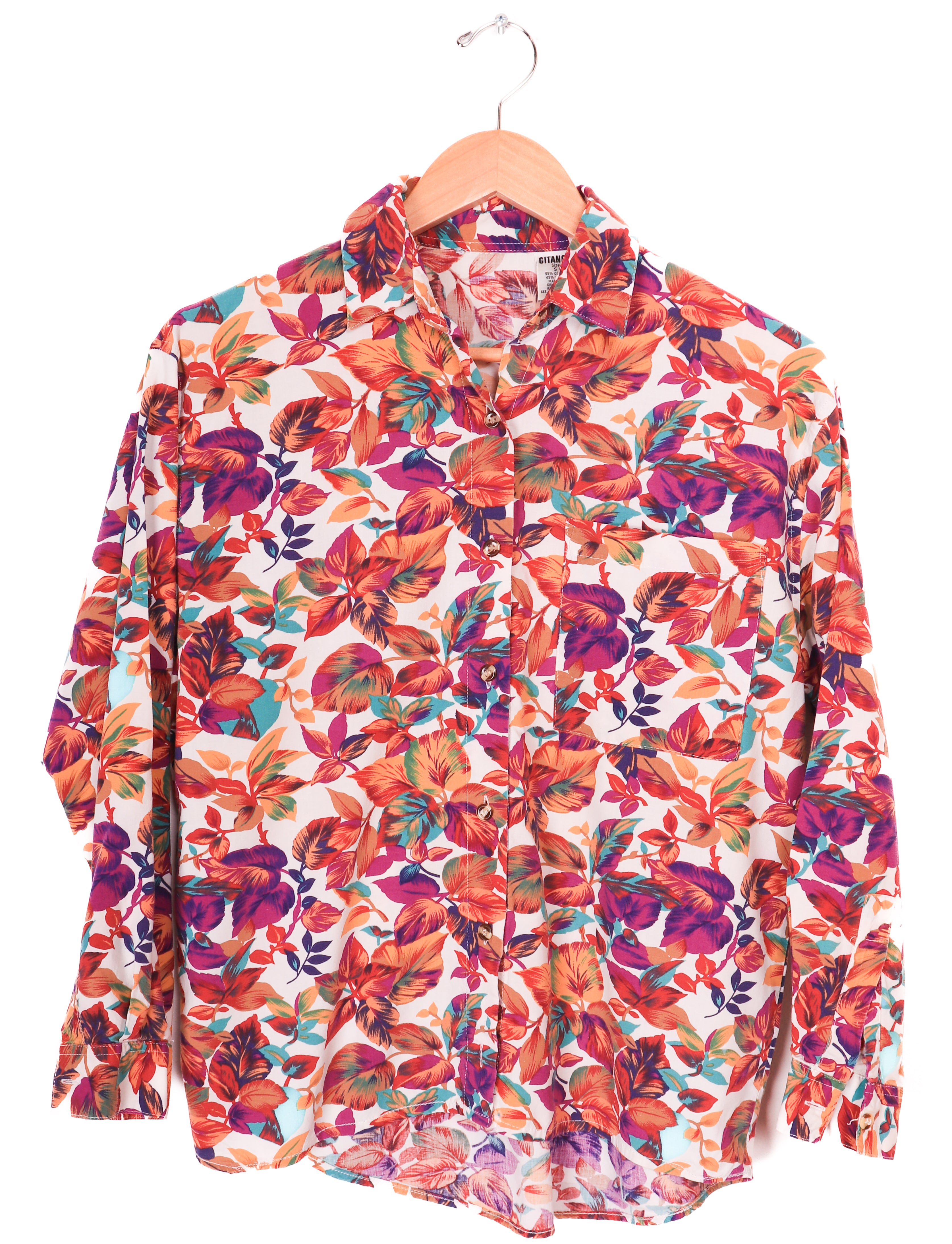 90s Gitanoe Purple Florals Blouse