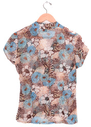 90s Claudia Richards Sheer Blue Floral Blouse