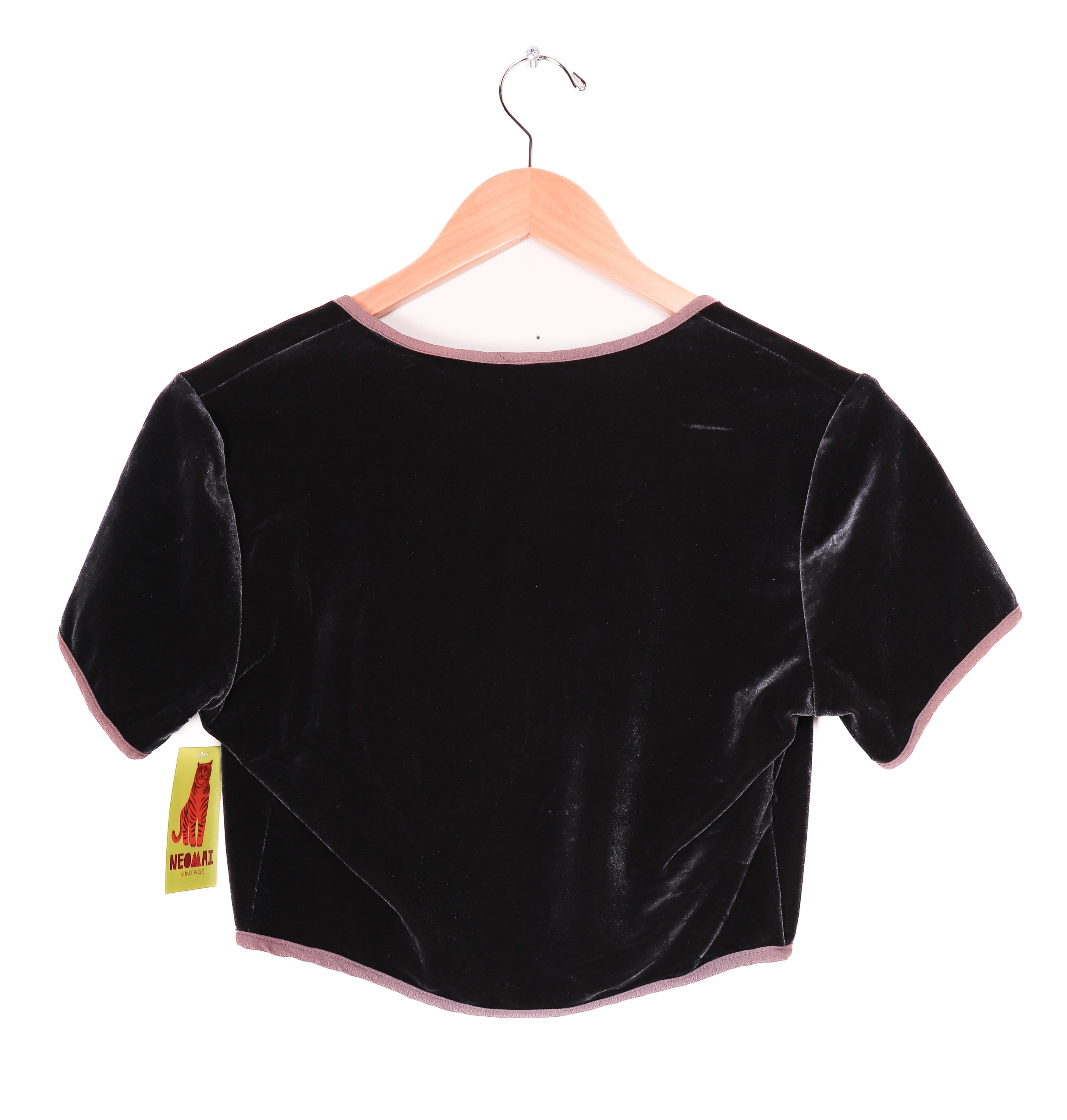 80s Blondie & Me Grey Velvet Zip Up Crop Top