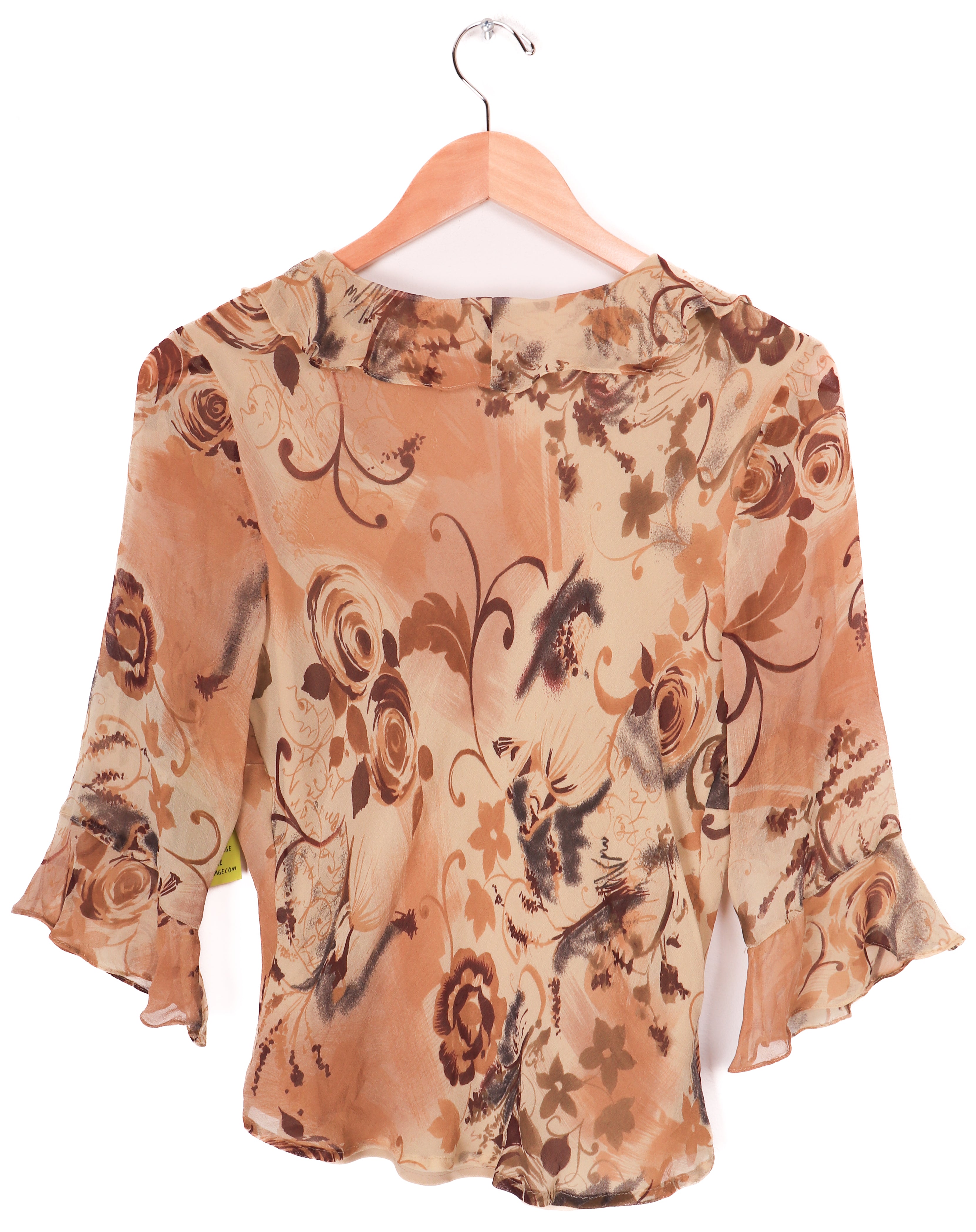 Y2K Brown Flowy Ruffle Top