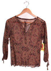 Y2K Sheer Glittery Paisley Top