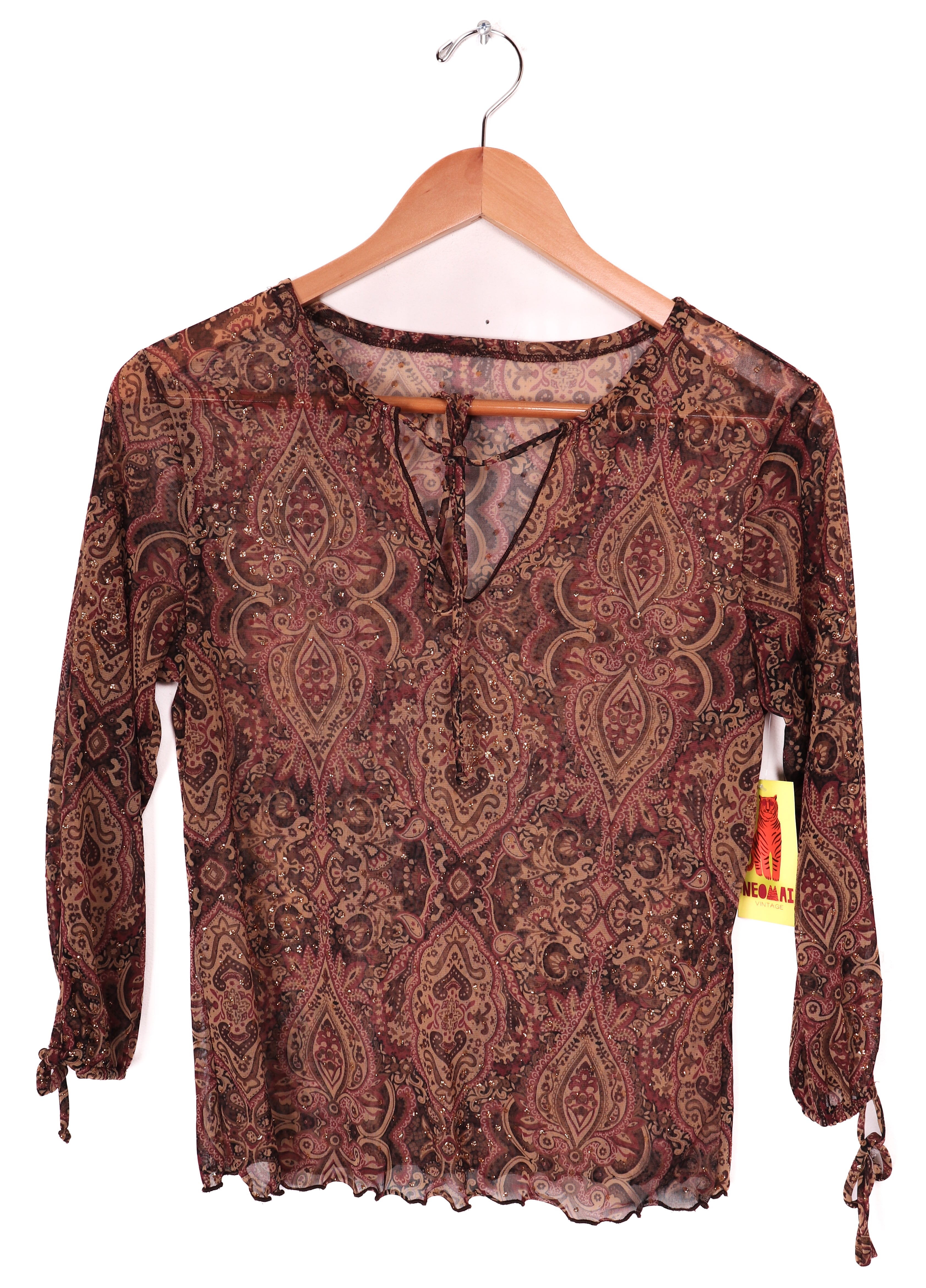 Y2K Sheer Glittery Paisley Top