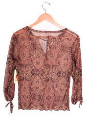 Y2K Sheer Glittery Paisley Top