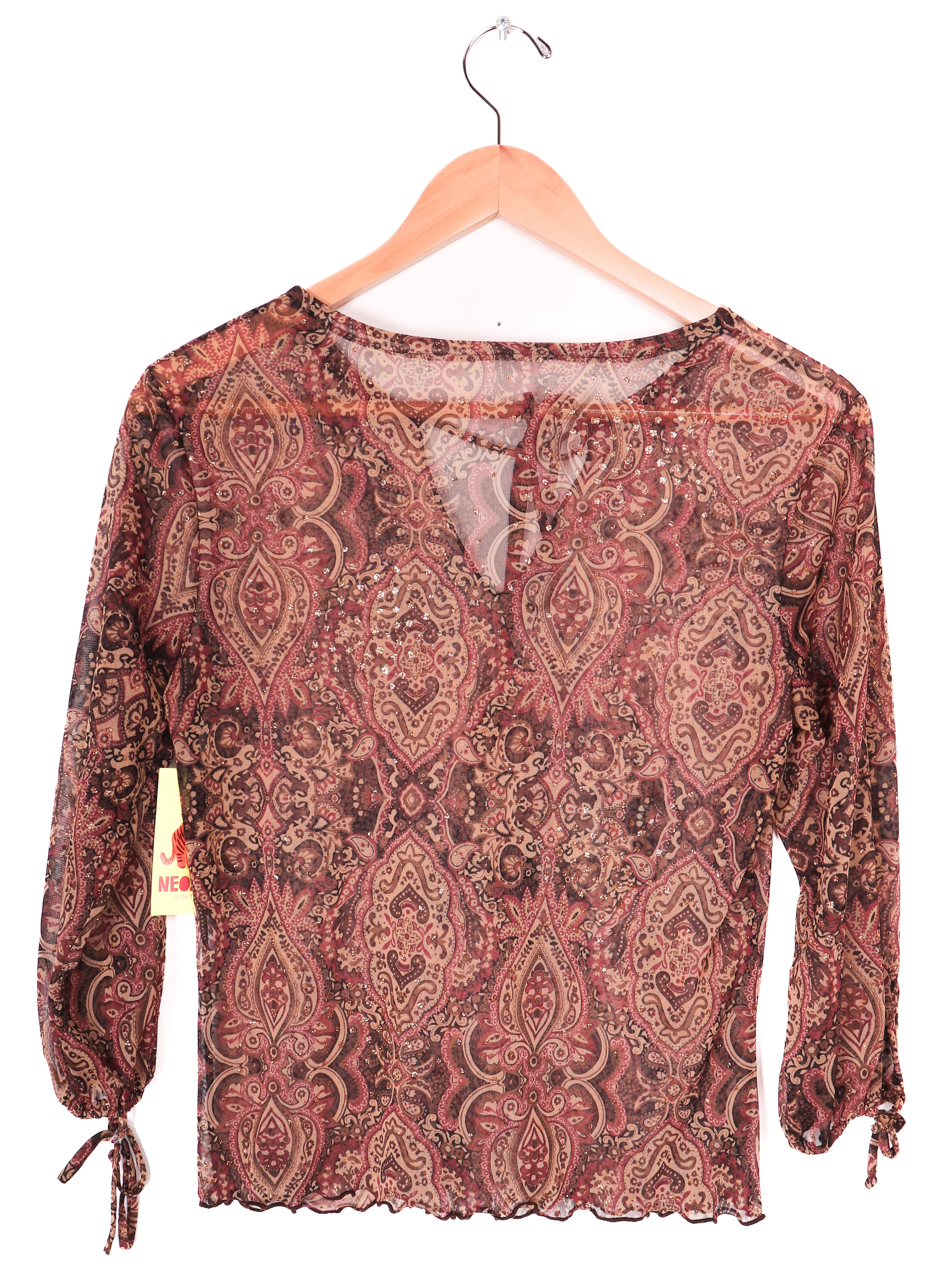 Y2K Sheer Glittery Paisley Top