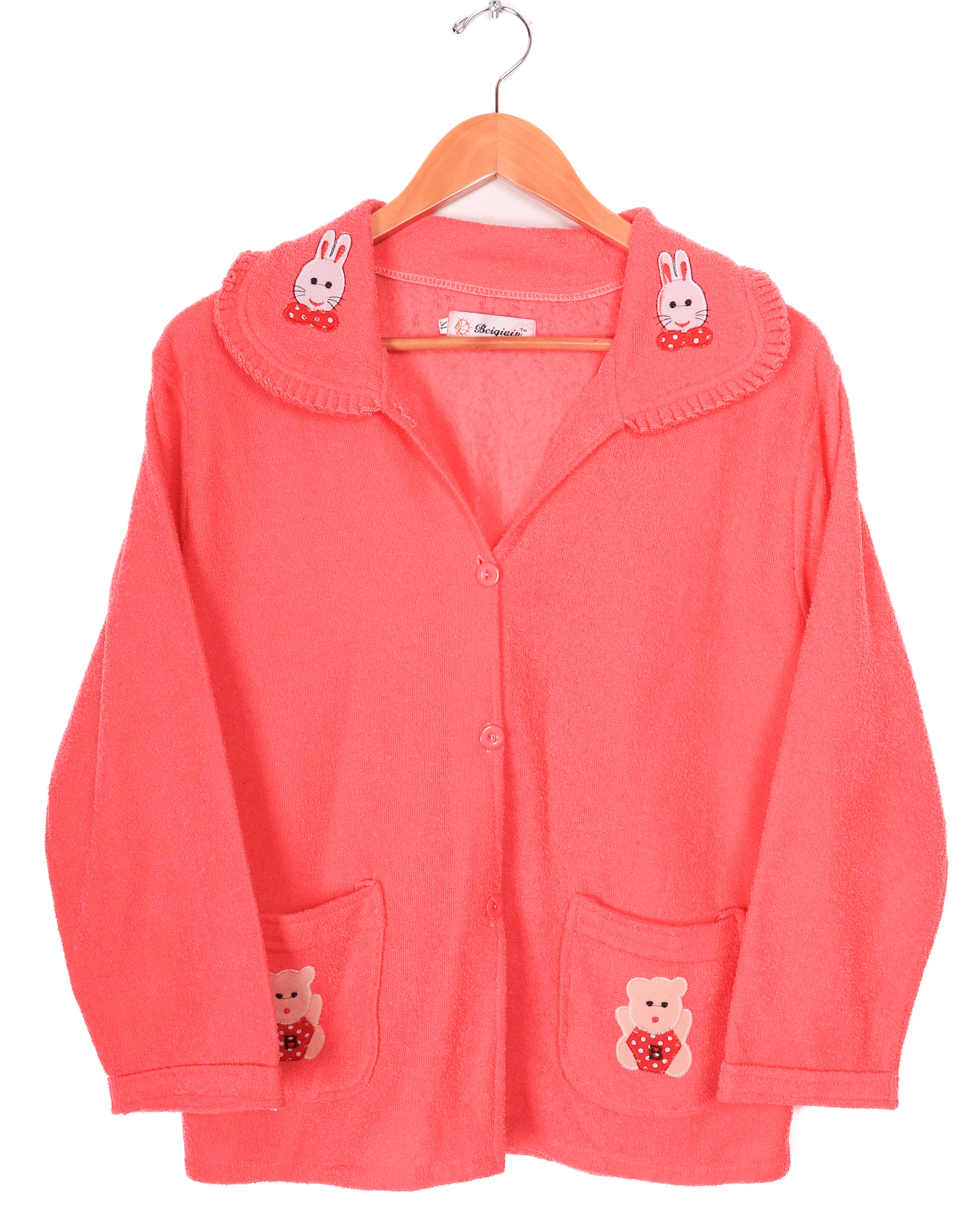 Y2K Beiqiyin Terry Cloth Pink Bunnies Night Robe Top