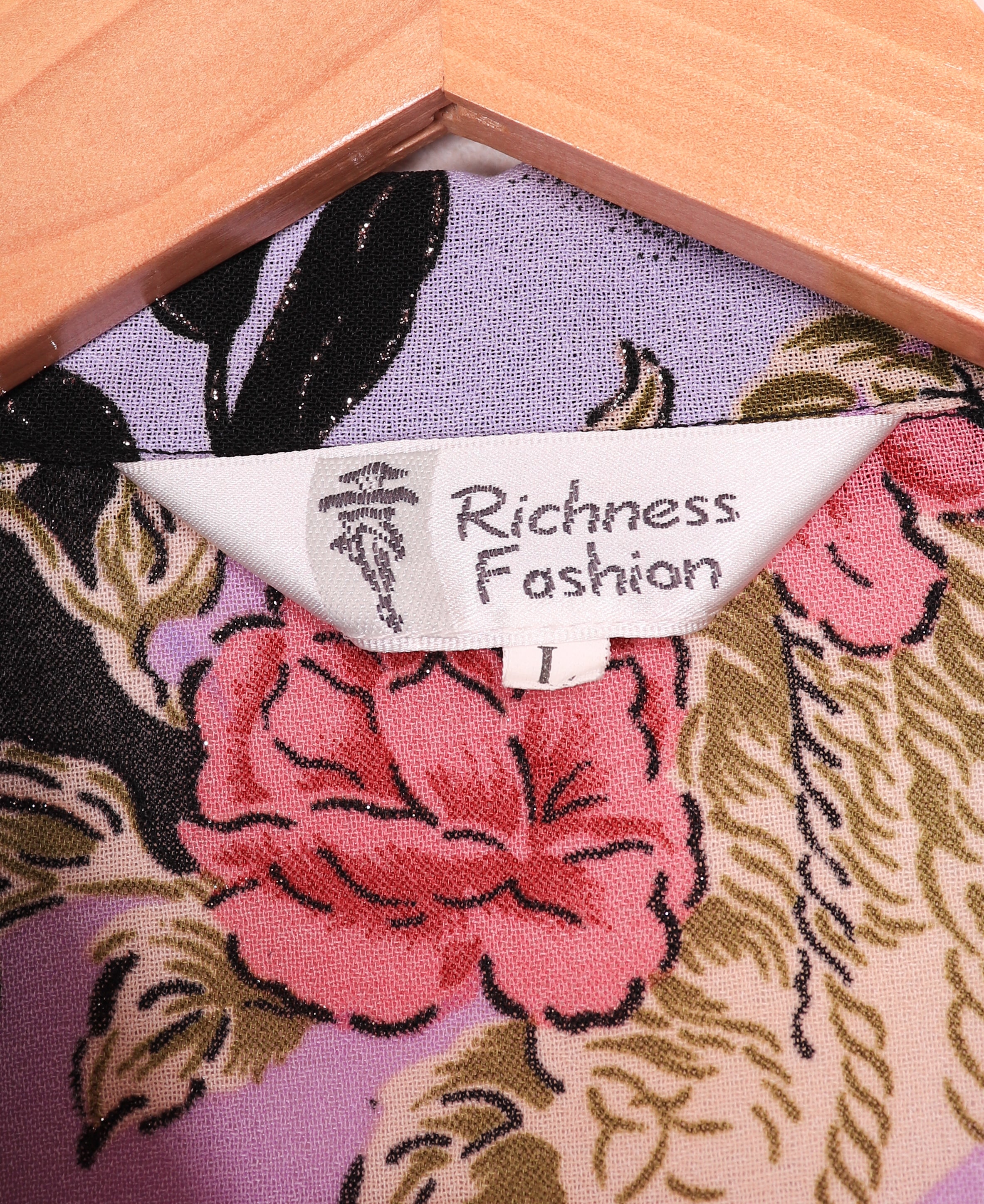 90s Richness Fashion Funky Florals Pink and Purple Blouse