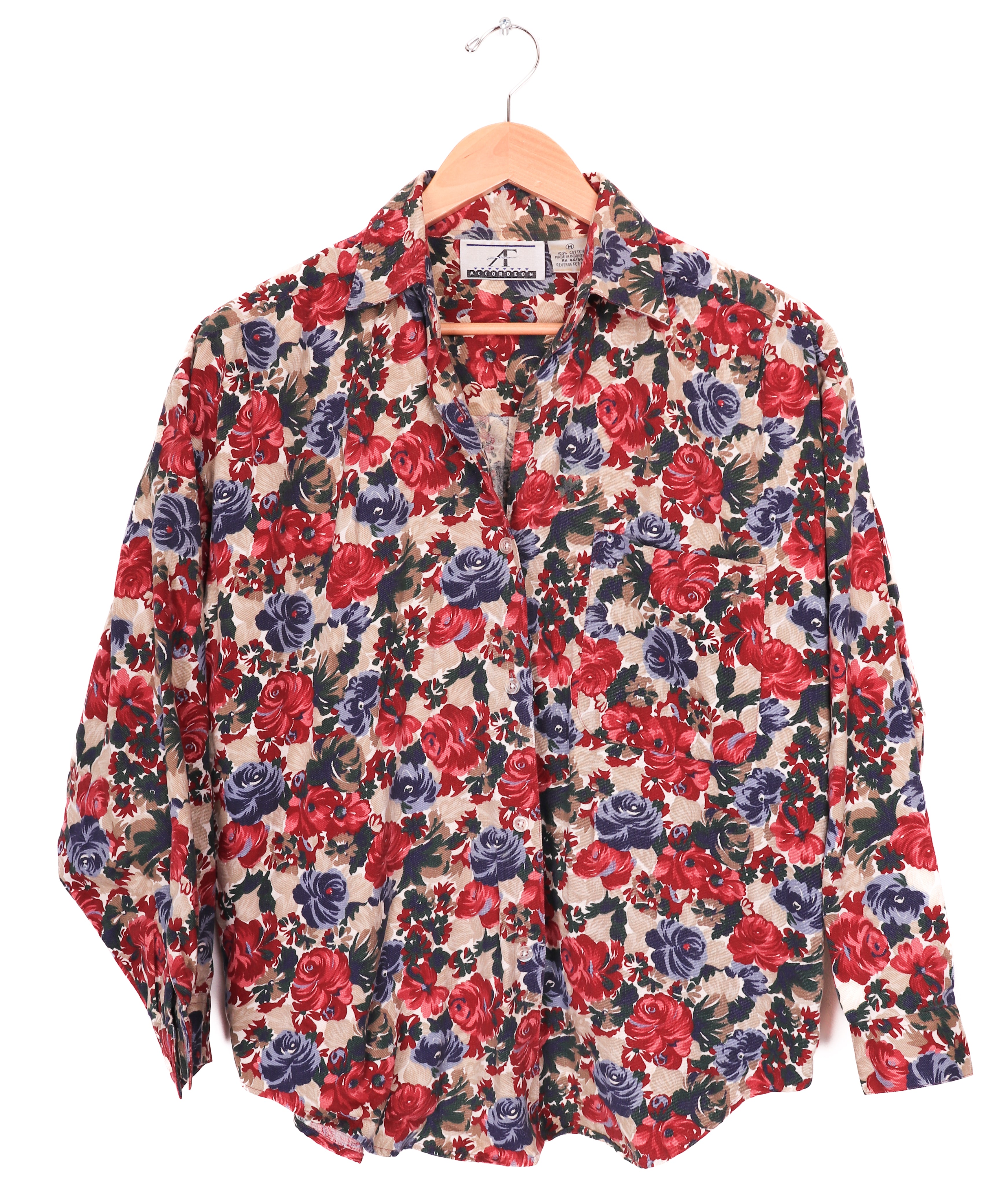 Accordeon Purple and Blue Florals Blouse