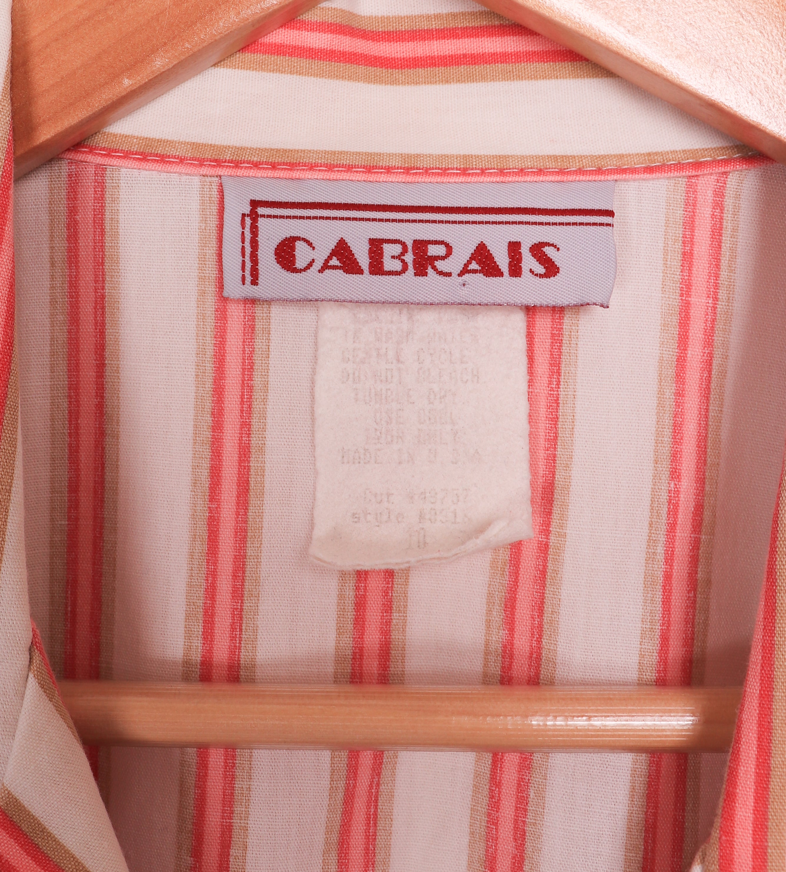 70s-80s Cabrais Pink Striped Blouse