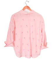 Casey Coleman Pink Martini Glasses Linen Blouse