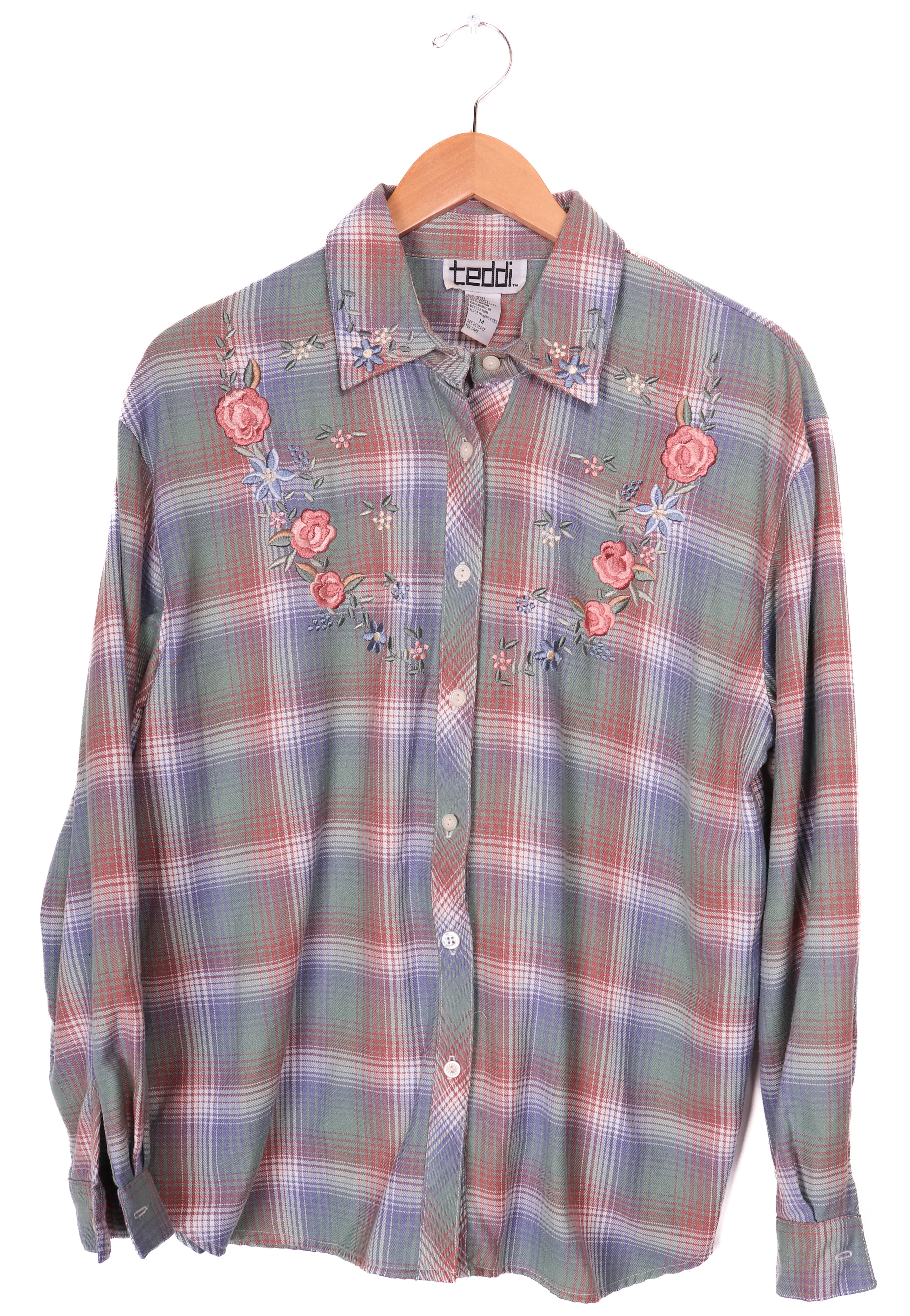 90s Teddi Floral Pastel Flannel Blouse