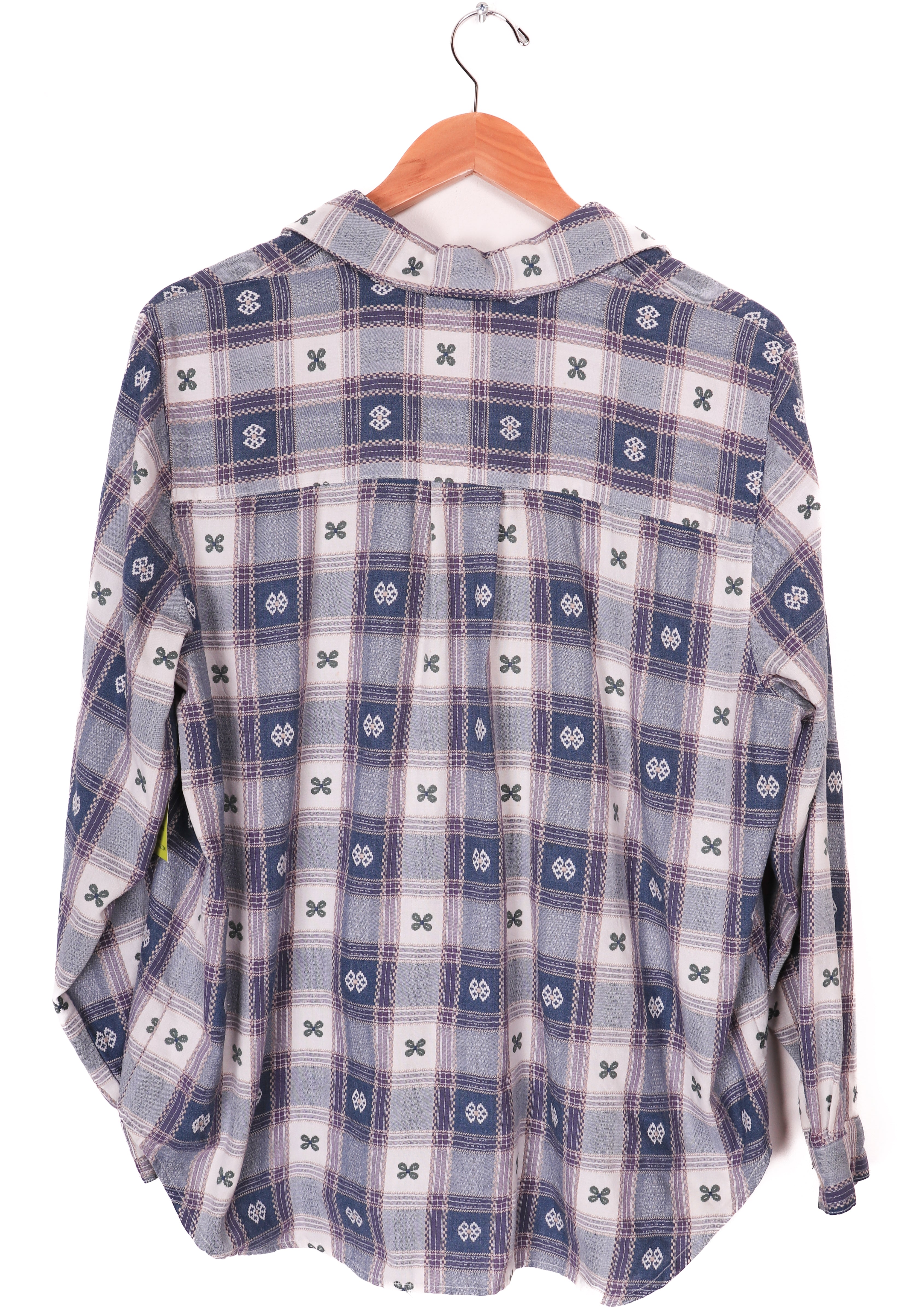 90s Alfred Dunner Blue Plaid Flannel Blouse