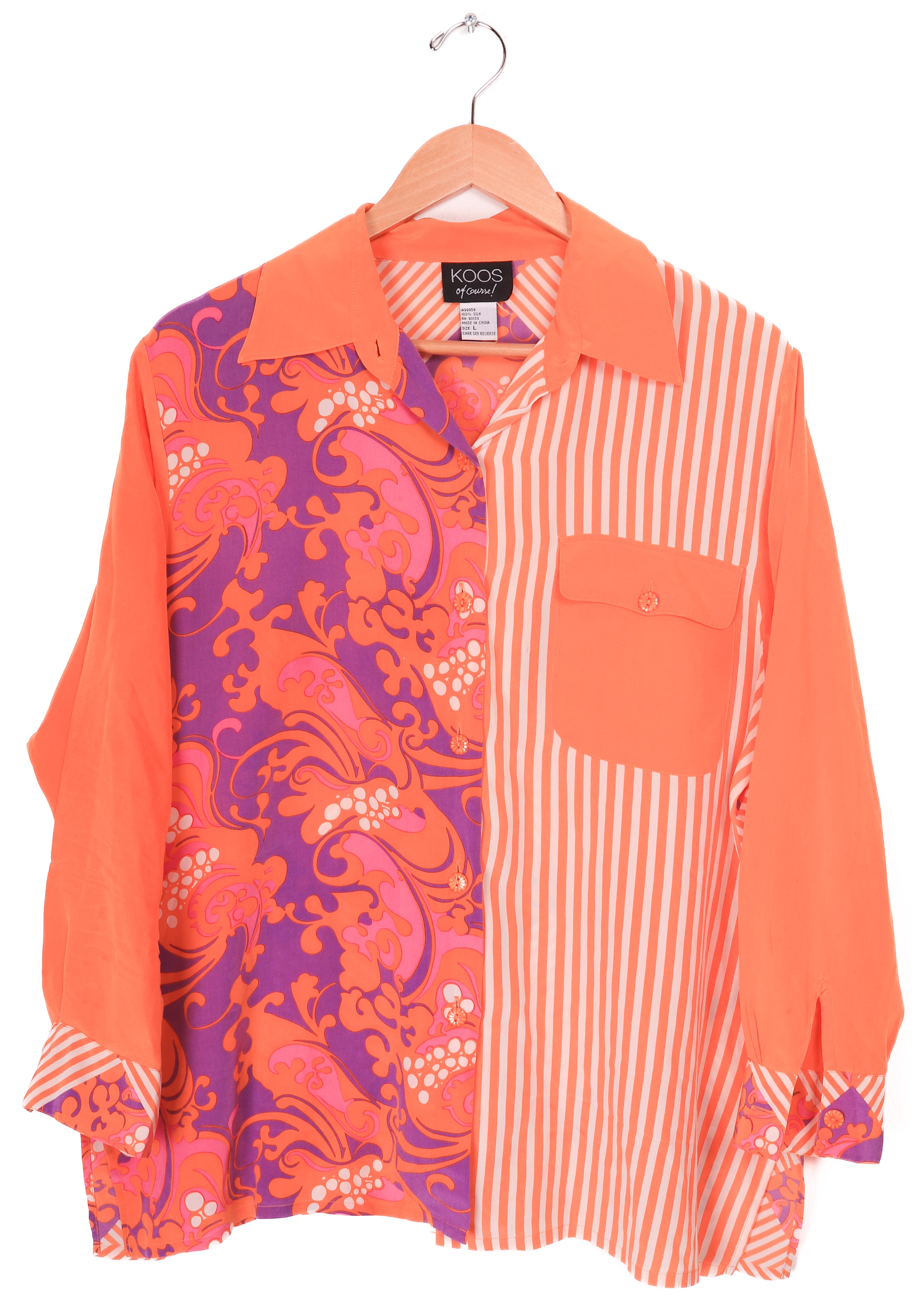 80s Koos! Of course Funky Asymmetrical Orange & Purple Blouse