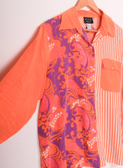 80s Koos! Of course Funky Asymmetrical Orange & Purple Blouse