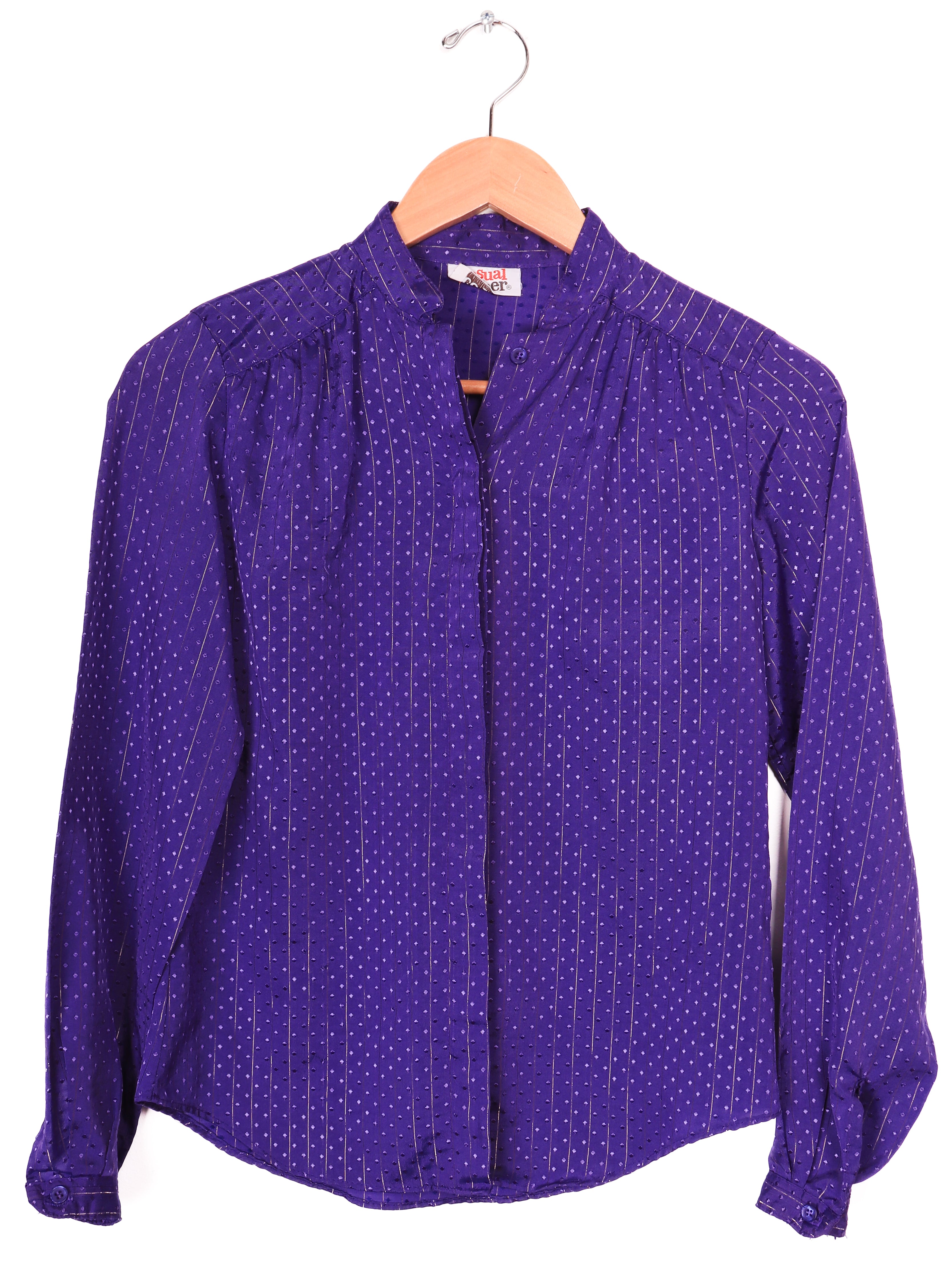 60s-70s Casual Corner Purple Polyester Blouse