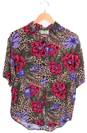 80s-90s Separate Issue Funky Florals Blouse