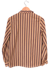 60s EJE Light Cotton Mix Brown Striped Blouse