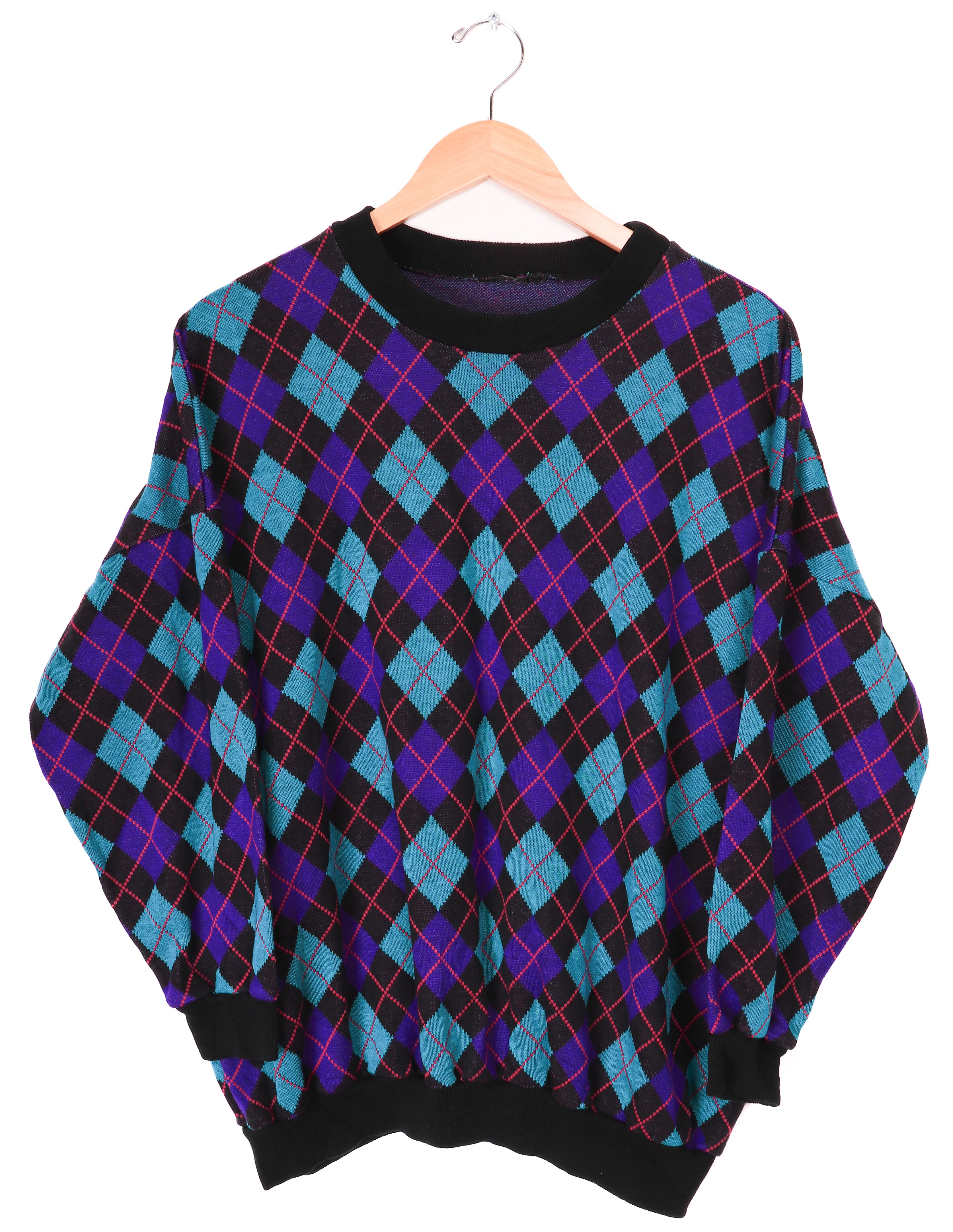 80s-90s Acrylic Blue and Purple Acrylic Sweater