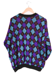 80s-90s Acrylic Blue and Purple Acrylic Sweater