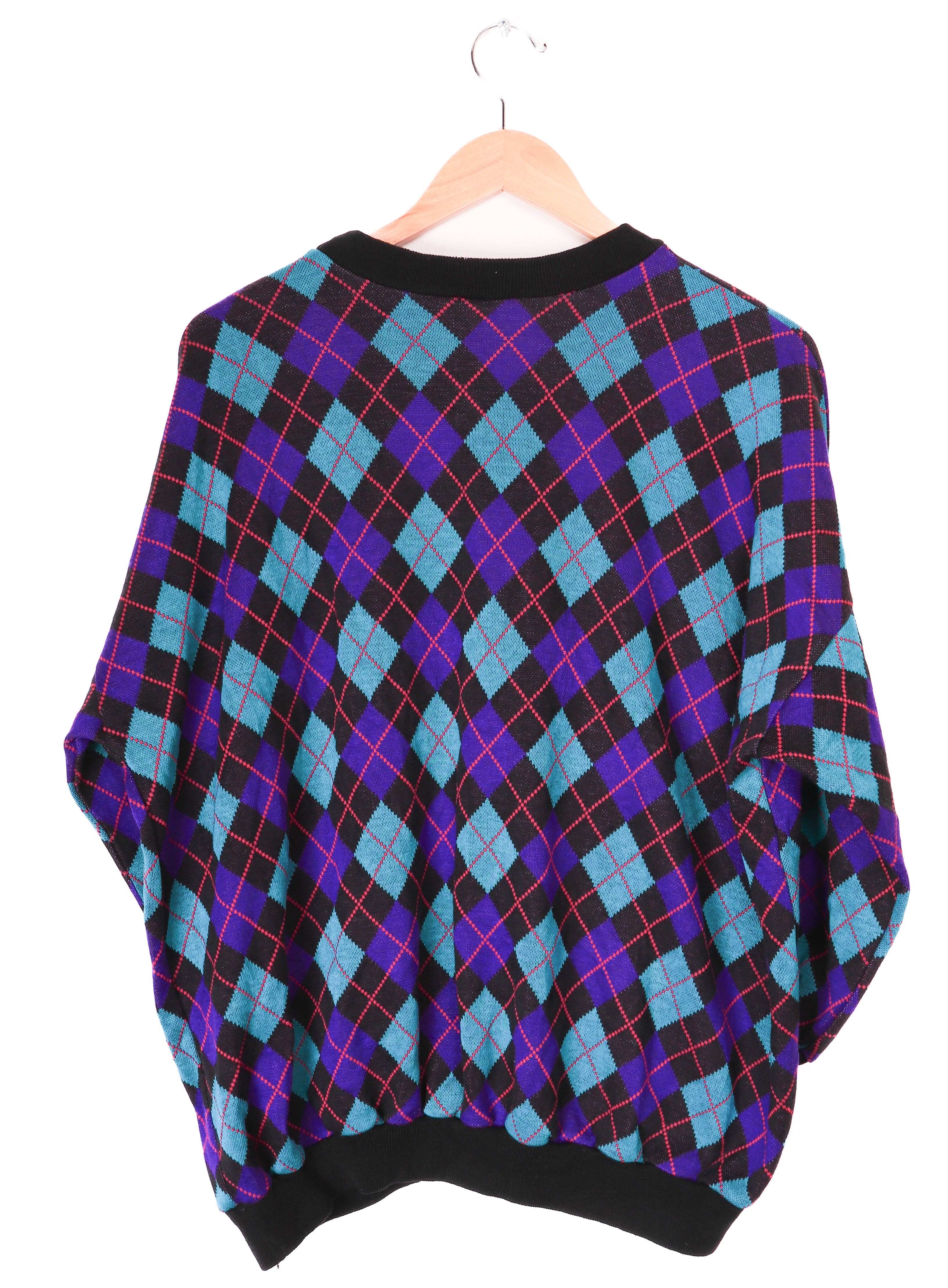 80s-90s Acrylic Blue and Purple Acrylic Sweater