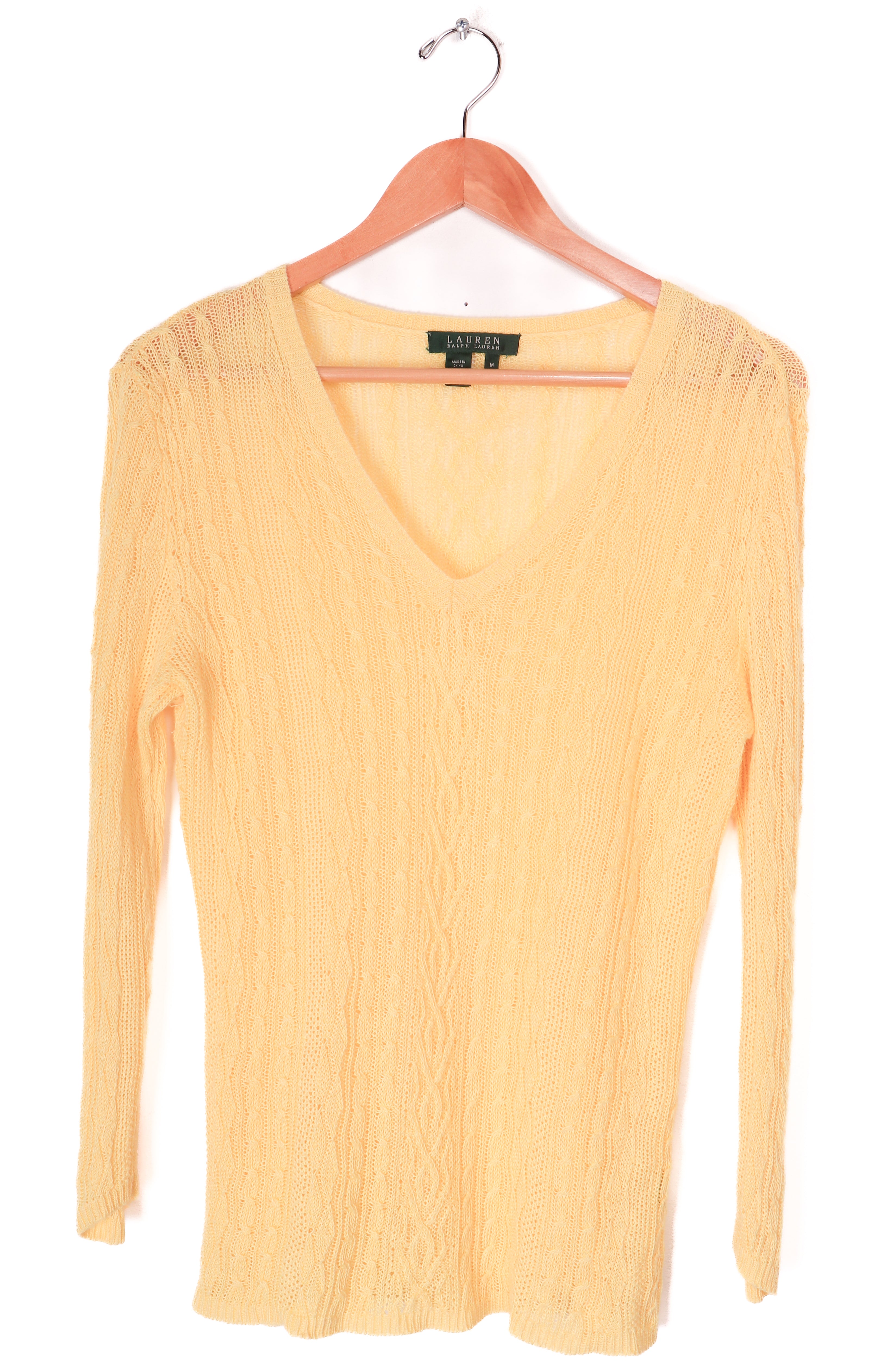 Ralph Lauren Yellow Sheer Sweater Top