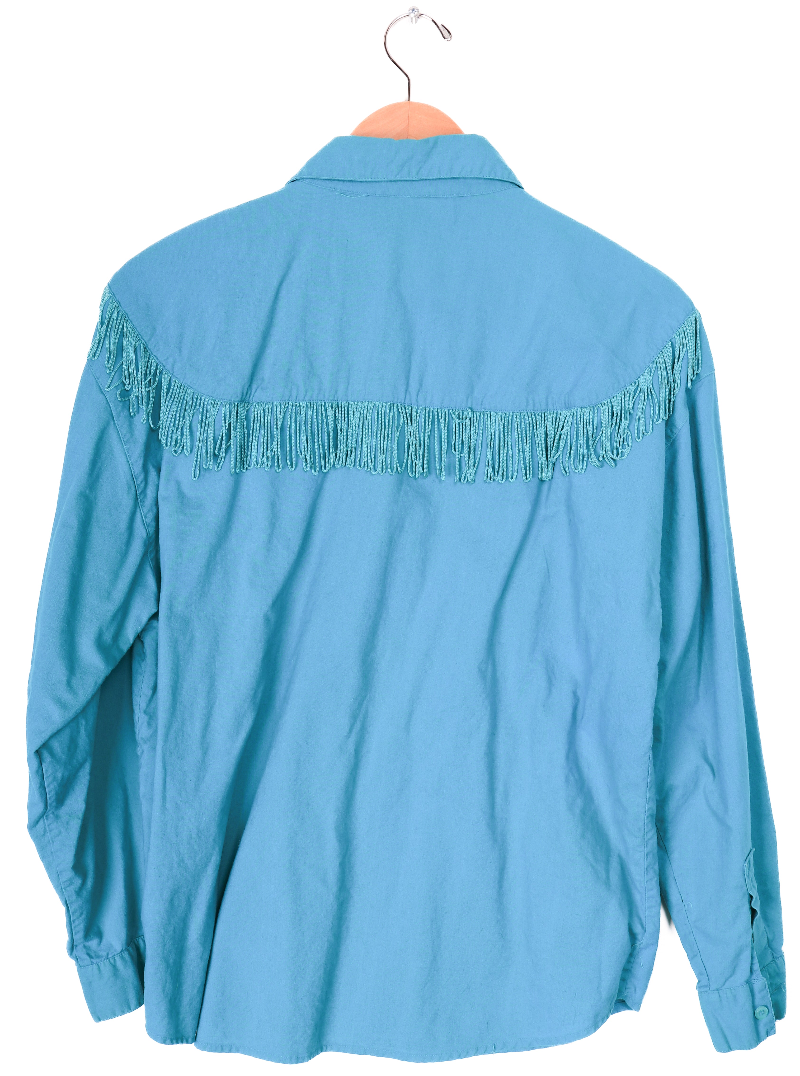 90s Southwest Canyon Fringe Teal Button Up