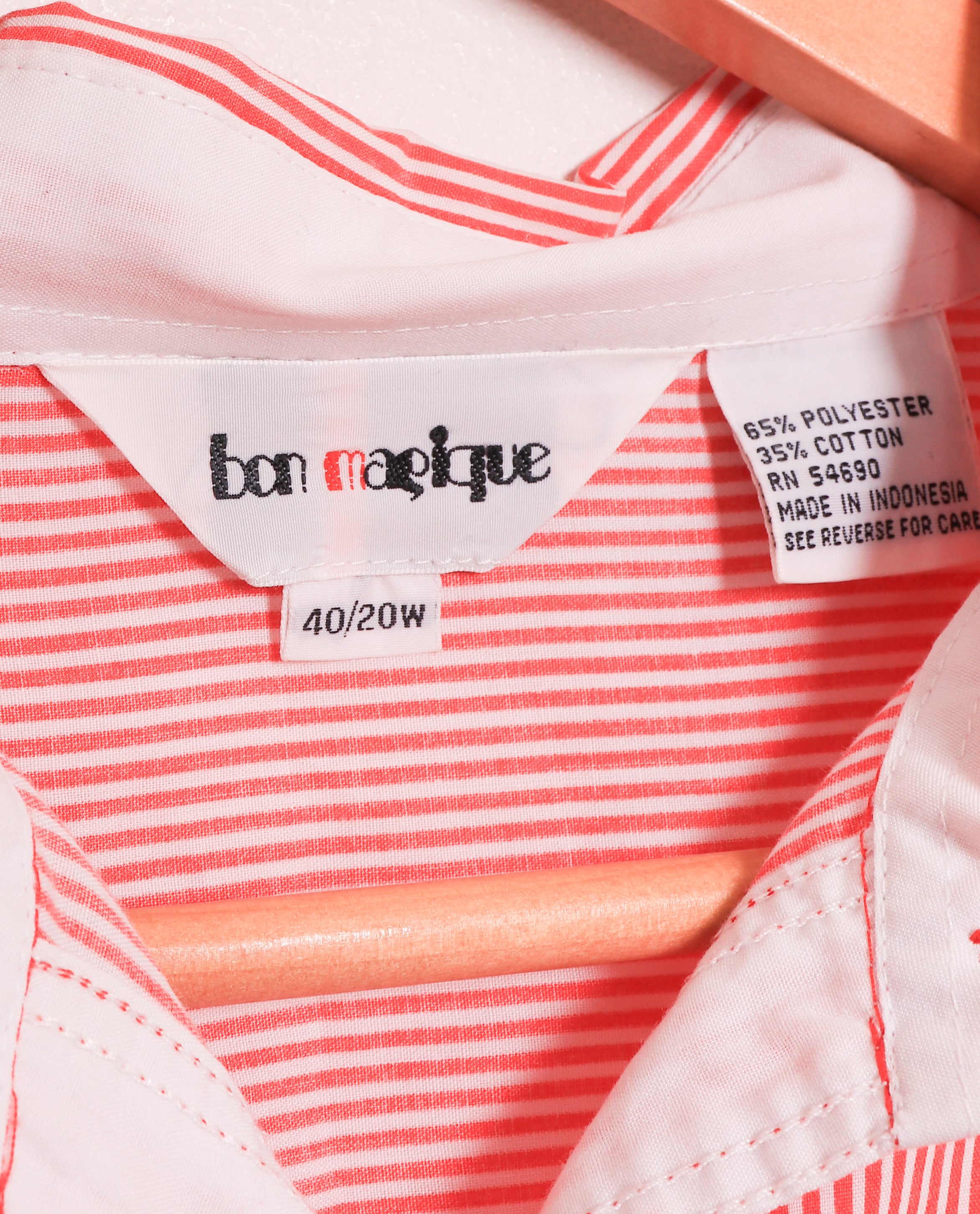 80s-90s Bon Magique Red and White Striped Blouse