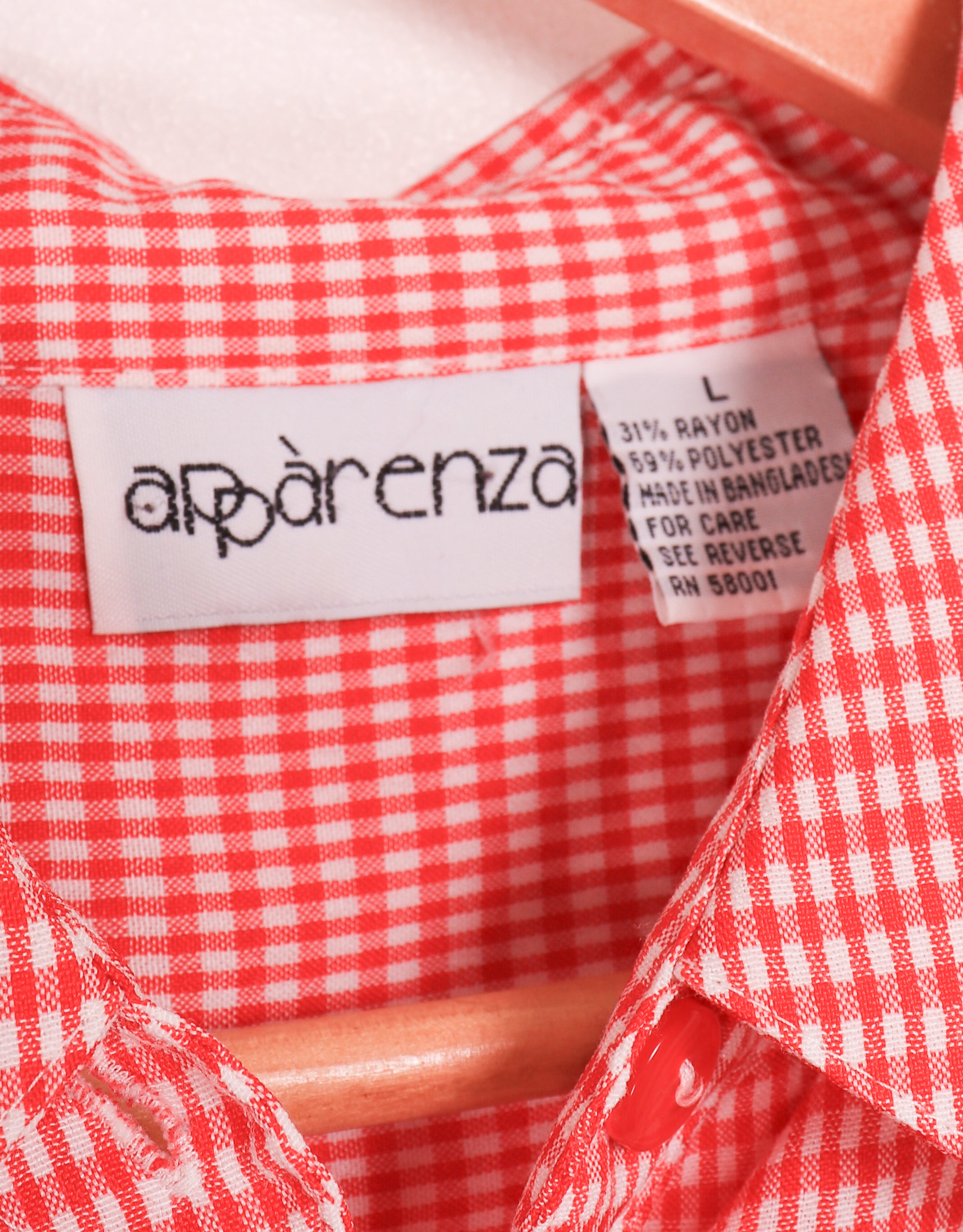 90s Apparenza Red and White Checkered Blouse