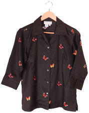 90s Casey Coleman Butterflies Brown Blouse