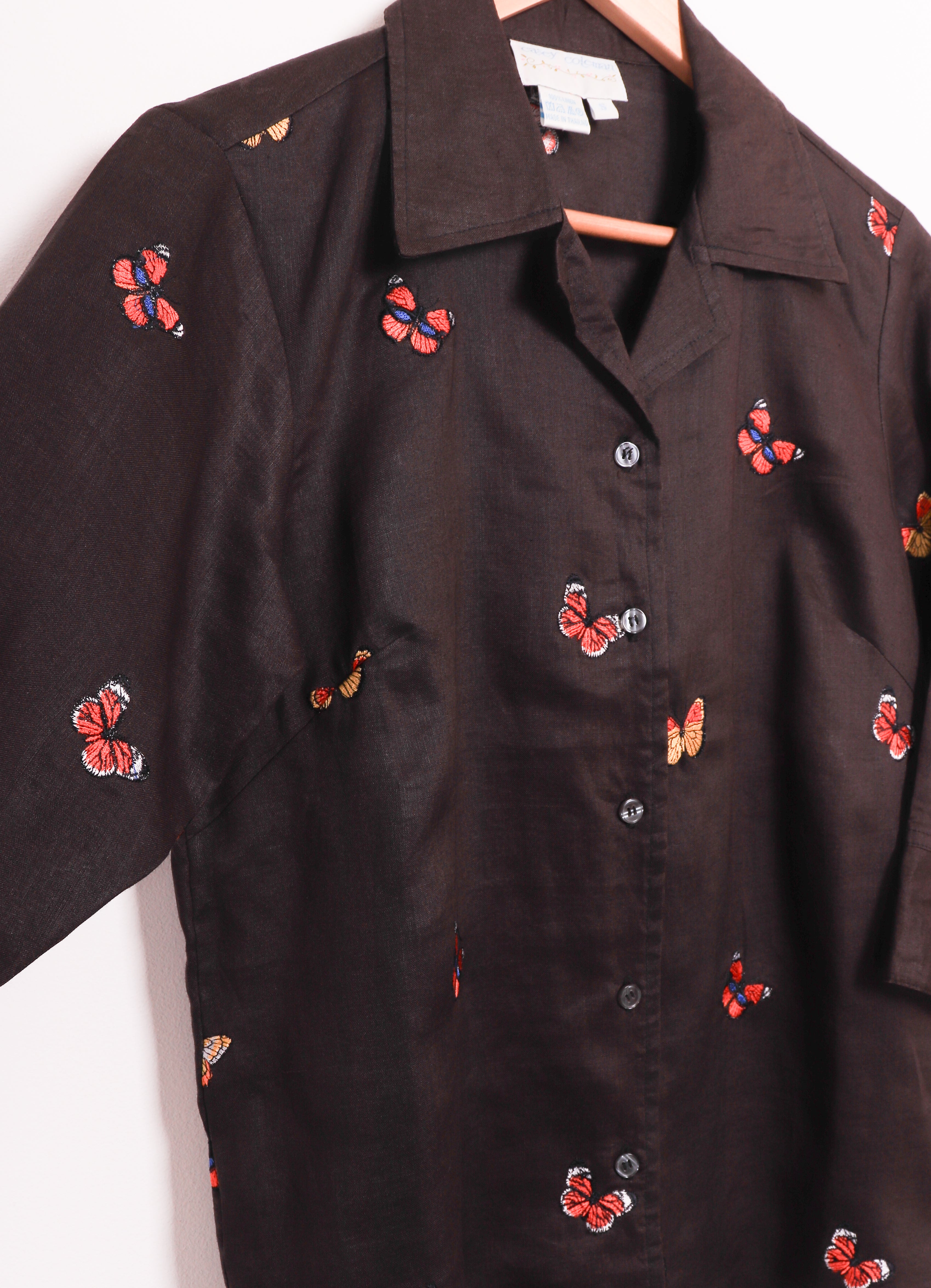 90s Casey Coleman Butterflies Brown Blouse