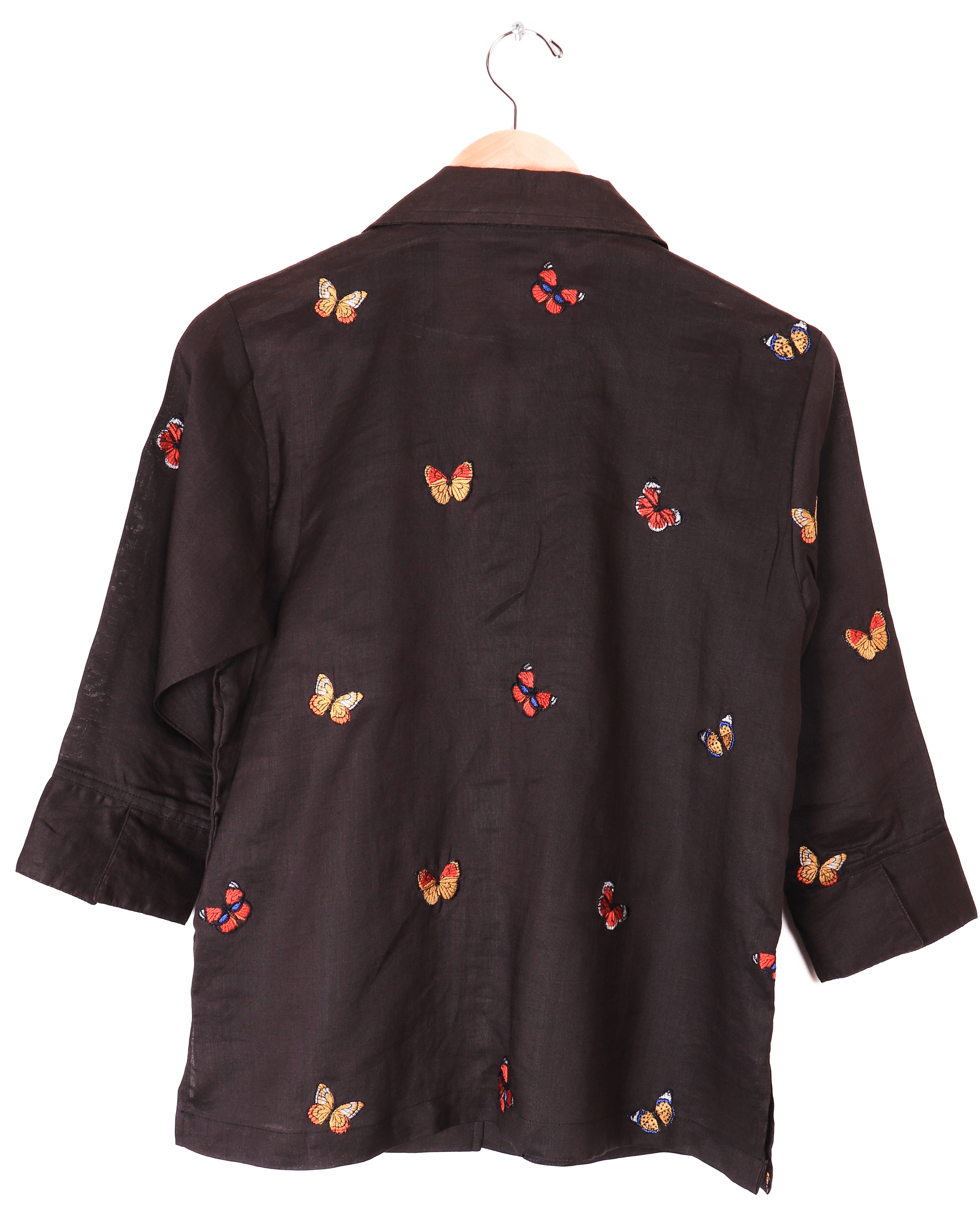 90s Casey Coleman Butterflies Brown Blouse