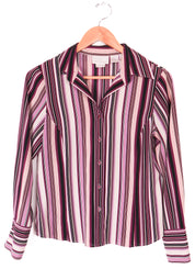 Worthington Petite Purple Striped Preppy Blouse