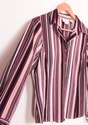 Worthington Petite Purple Striped Preppy Blouse