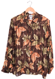 90s Bonworth Sheer Brown Florals Blouse