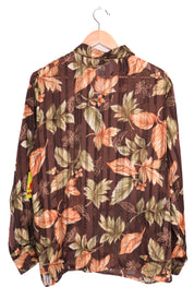 90s Bonworth Sheer Brown Florals Blouse