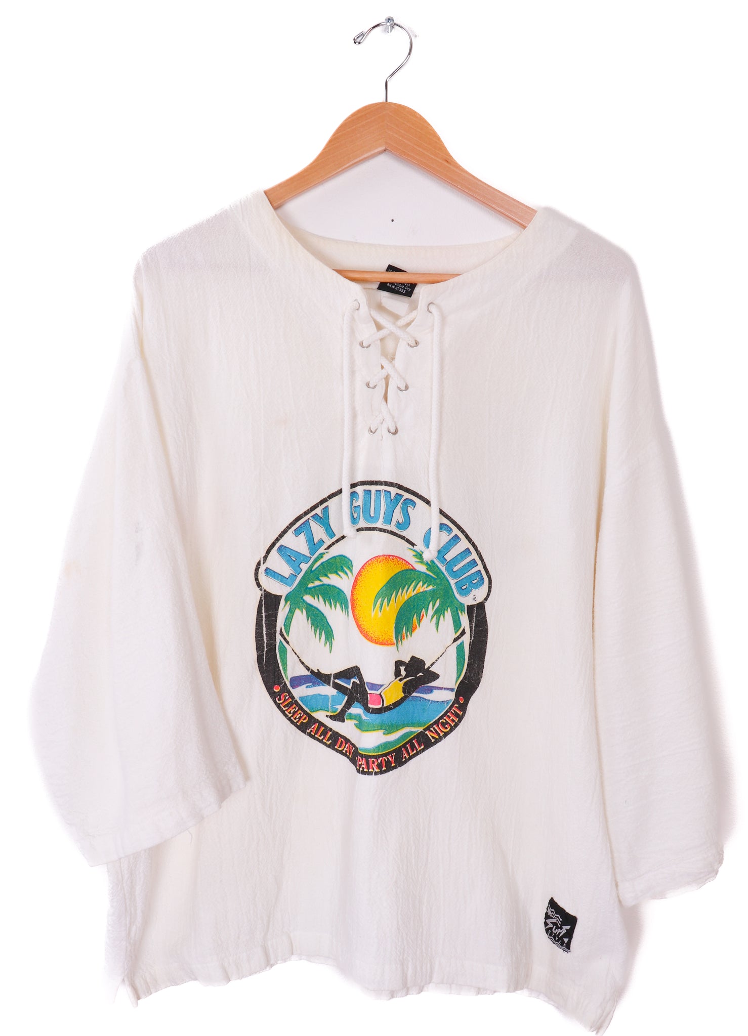 80s-90s Galveston Island, Texas Lazy Guys Club Linen Shirt