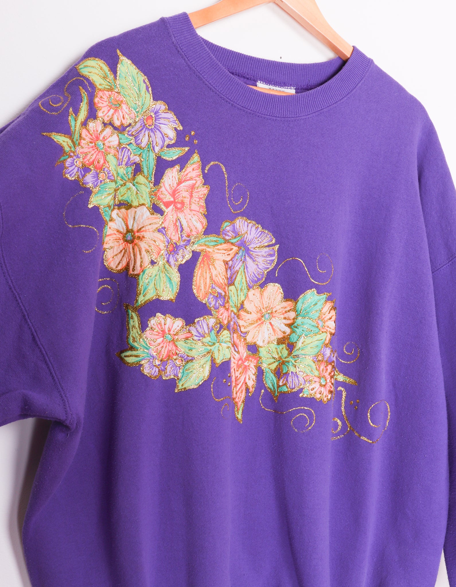 80s-90s Lee Heavy Weight Cotton Glittery Flowers Crewneck