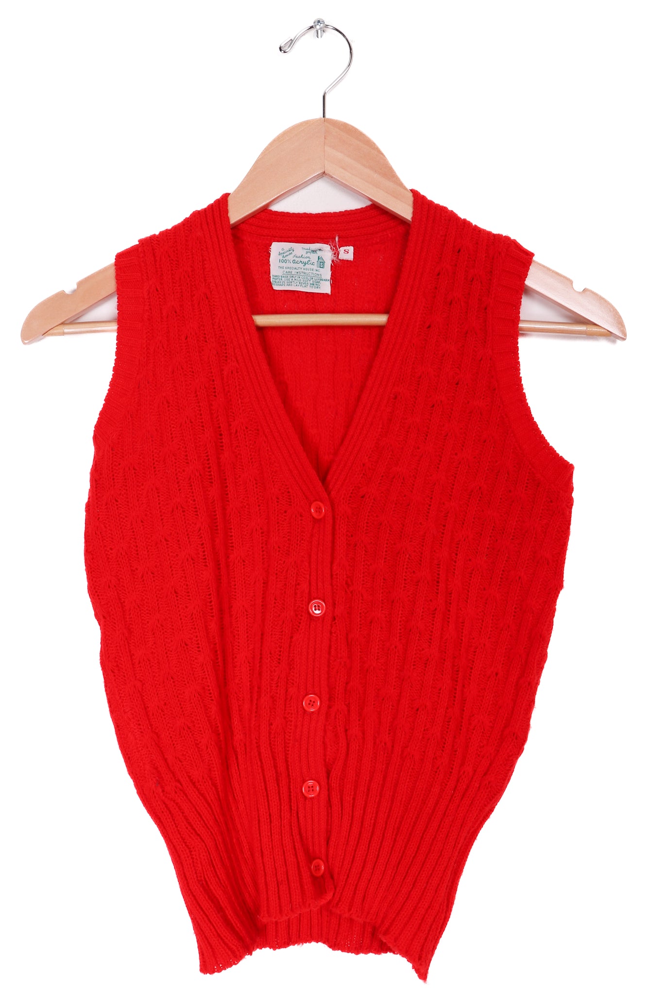 60s-70s Acrylic Red Sweater Vest