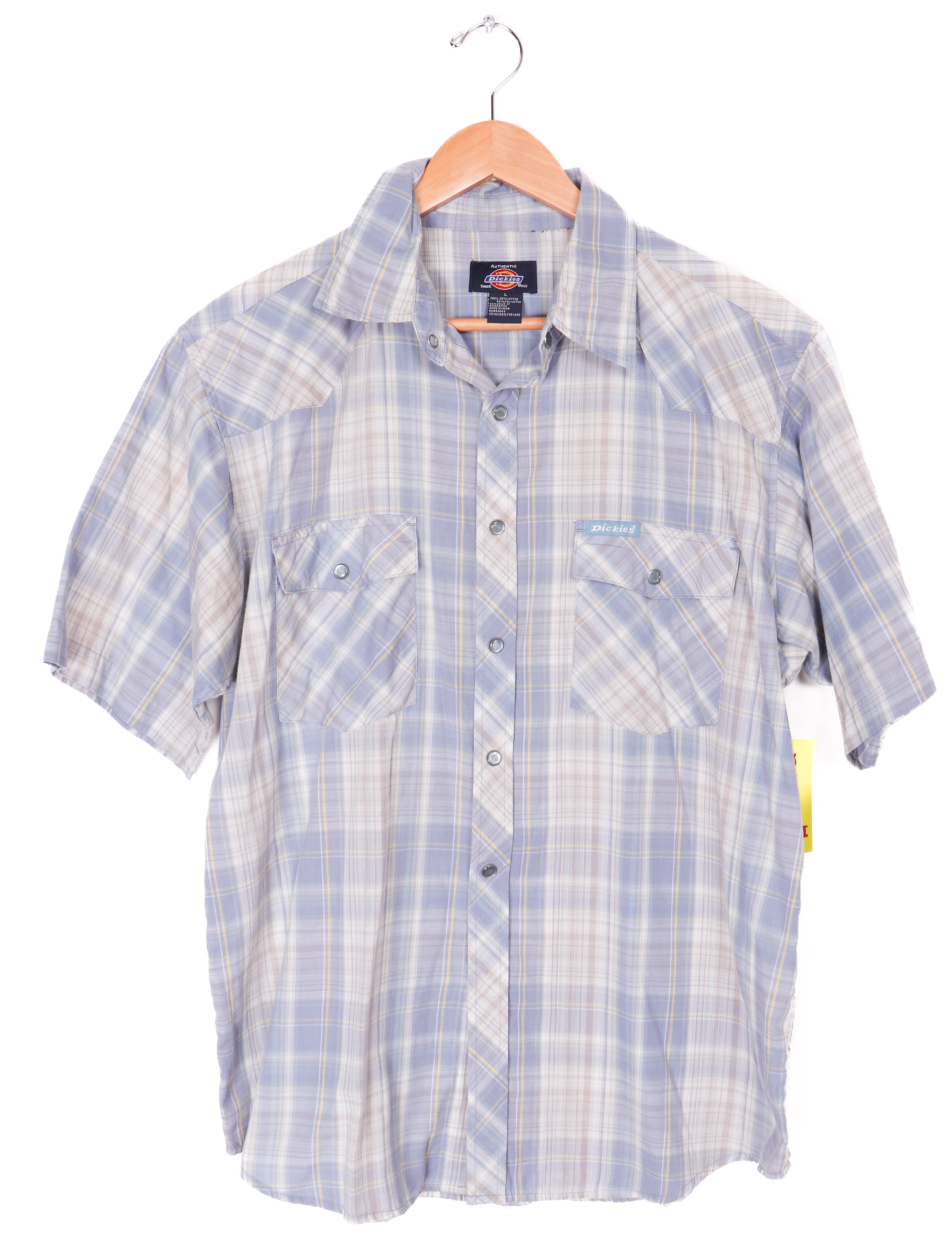 Dickies Mens Blue Plaid Western Shirt