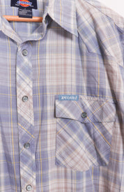 Dickies Mens Blue Plaid Western Shirt